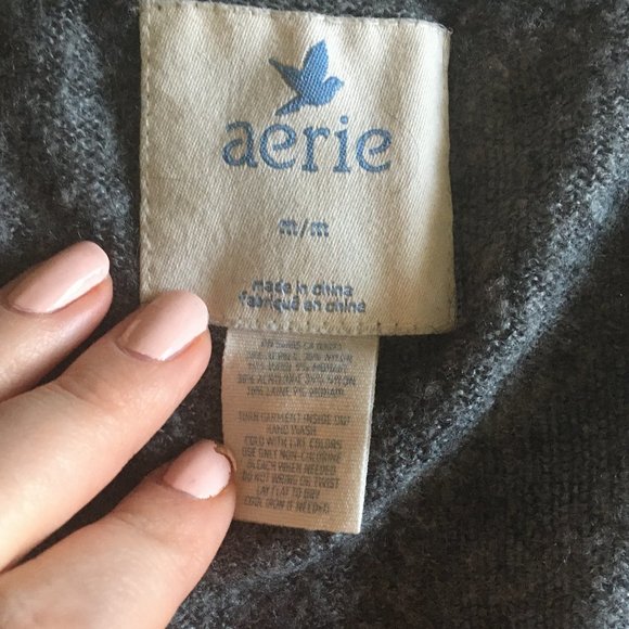 Aerie grey knit cardigan sweater, button up, boucle knit, cozy grey cardigan - Picture 2 of 4